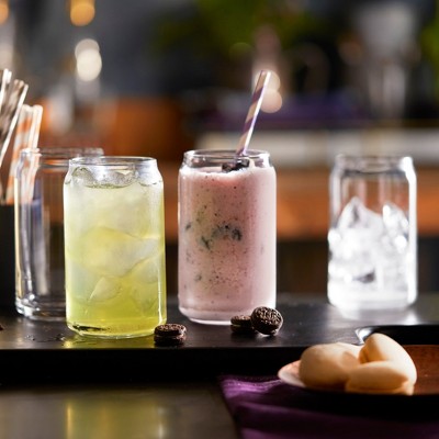 Clear Glass Can Shaped Tumbler Set, 16 oz, 4-Pack