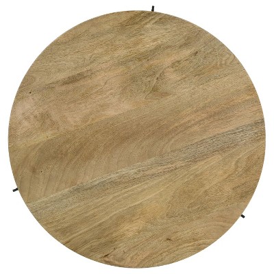 Pilar Round Mango Wood and Black Metal Coffee Table