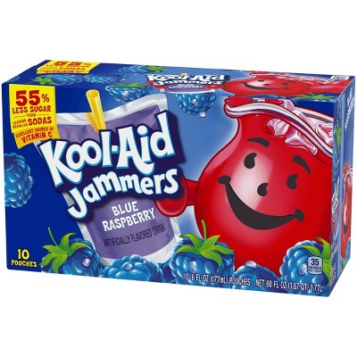 Kool-Aid Jammers Blue Raspberry Juice Drinks - 10pk/6 fl oz Pouches