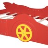 Okak Twin/Full Platform Bed Frame with Wheels & Race Car-Shaped Bedroom Furniture with Rails for Kids Noise-Free Bed Strong Wood Slats Easy Assembly - 4 of 4