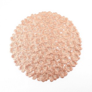 Anna-Kaci 4-Piece Round Floral Cutout Placemat with Embroidered Petal Details - 1 of 4