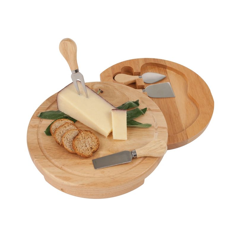 True Camembert Cheese Board and Tool Set -  Wooden Cheese Platter Tray and Stainless Steel Knives, Circular Wood Serving Board Gift Set - House Gift, 2 of 4