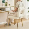 Furniliving Vanity Chair, Faux Shearling Upholstery, Backrest Pillow and Golden Metal Legs, for Living Room/Dressing Room/Home Office - 4 of 4