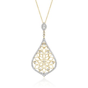 Ross-Simons 0.80 ct. t.w. Diamond Openwork Pendant Necklace in 18kt Gold Over Sterling Size 18 - 1 of 2