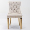 Akoasm Set of 2 Modern Tufted Solid Wood Velvet Upholstered Dining Chair with Gold Stainless Steel Plated Legs-Beige - 3 of 4