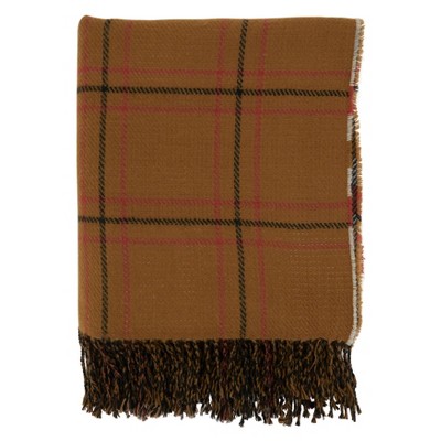 50"x60" Reversible Plaid Throw Blanket Rust - Saro Lifestyle