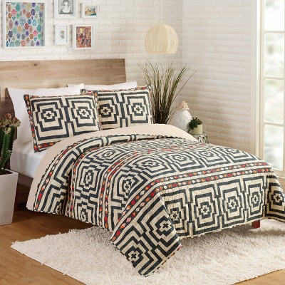 Hypnotic Black and White Cotton King Quilt Set