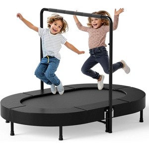 Zevemomo 36"x56" Indoor Trampoline for Kids, Foldable Trampoline with Adjustable Handle, Double Trampoline for Boy and Girl, Kids Small Trampoline - 1 of 4