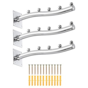 Unique Bargains Stainless Steel Sturdy Wall Mount Clothes Hanger for Bedroom Bathroom 3 Pcs - 1 of 3