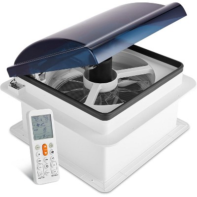 Hike Crew 14” RV Roof Vent Fan, 10-Speed RV Fan with Remote, Rain Sensor and More - Smoked Lid