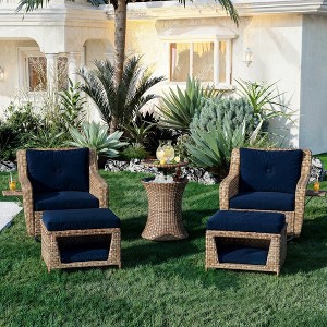 GlasFlength Patio Seating Sets, Outdoor Lounge Sets Designed for Leisure, Experience Ultimate Comfort and Modern Elegance, Blue, 32.1"*32.1"*35" - 1 of 4
