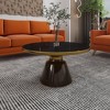 LeisureMod Tully Collection Glass Coffee Table, Gold Rim with Glass/ Sintered Stone Top - 3 of 4