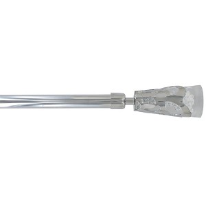Evideco French Home Goods Adjustable Single Curtain Rod 50"-82" with Crystal-Look Finials and Brackets, Available in Silver or Chrome Finish - 1 of 4