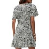 Anna-Kaci Women's Short Sleeve V-Neck Mini Dress with Ruffle Hem and Abstract Print - 4 of 4