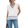 Sweater Vest for Women V Neck Sleeveless Knit Solid Casual Ribbed Preppy Pullover Tops - 2 of 4