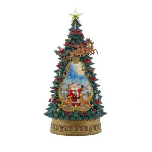 Kurt Adler 13.4-Inch Battery Operated USB LED Lighted Santa and Deer Tree Topper with Spinning Glitter Water - 1 of 4