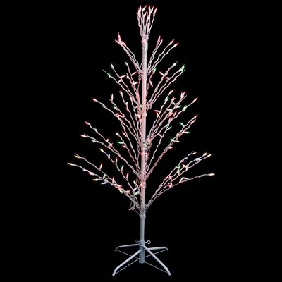 4' White Metal Outdoor Christmas Twig Tree with Multi-Color Lights