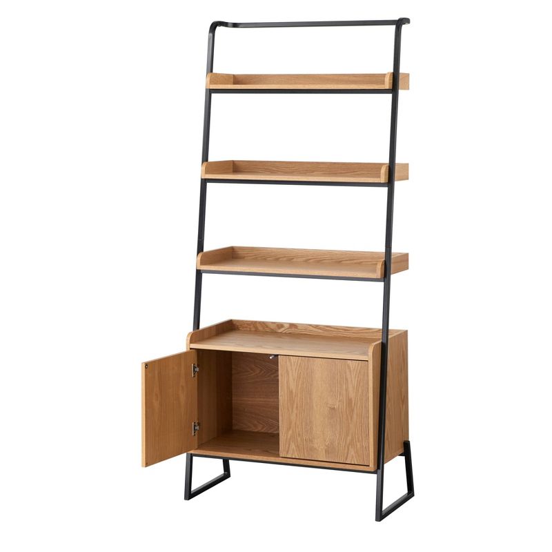 73&#34; Estanier Ladder Shelf with Cabinet Natural/Black - Lifestsorey, 5 of 10