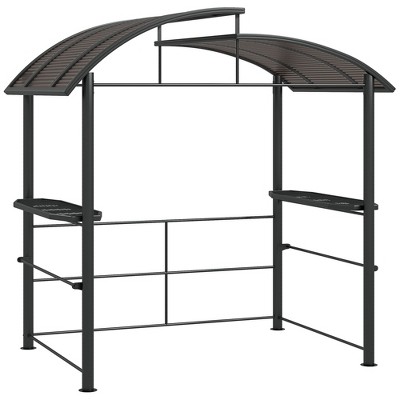 Outsunny 8x5ft Dark Gray Steel Grill Gazebo with Polycarbonate Roof