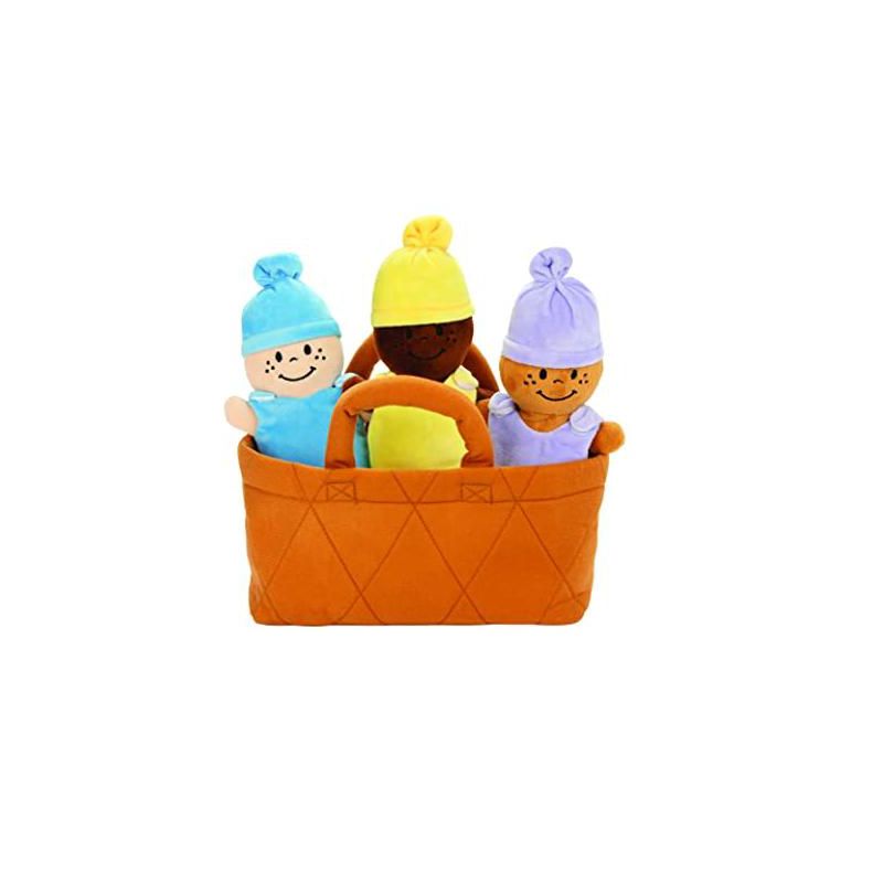 KOVOT Plush Babies in Soft Carrier Basket - Set of 3 Dolls with Removable Outfits that Giggle when Squeezed, 1 of 7