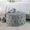 NicBex Modern 29.5" Round Ottoman Velvet Footstools with Button Tufted Top for Bedroom and Living Room - 2 of 4