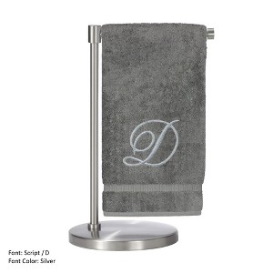 BC BARE COTTON Monogrammed Bath Towel, Personalized Gift, 27 x 54 inches - Set of 2 - Gray - Silver Script - 1 of 1