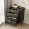 Black 4 Drawer Fabric Dresser with Wood Top Small Storage Chest Clothes Organizer Modern Nightstand or End Table - 4 of 4