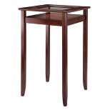 Halo Square Bar height Table with Glass Top Wood/Walnut - Winsome