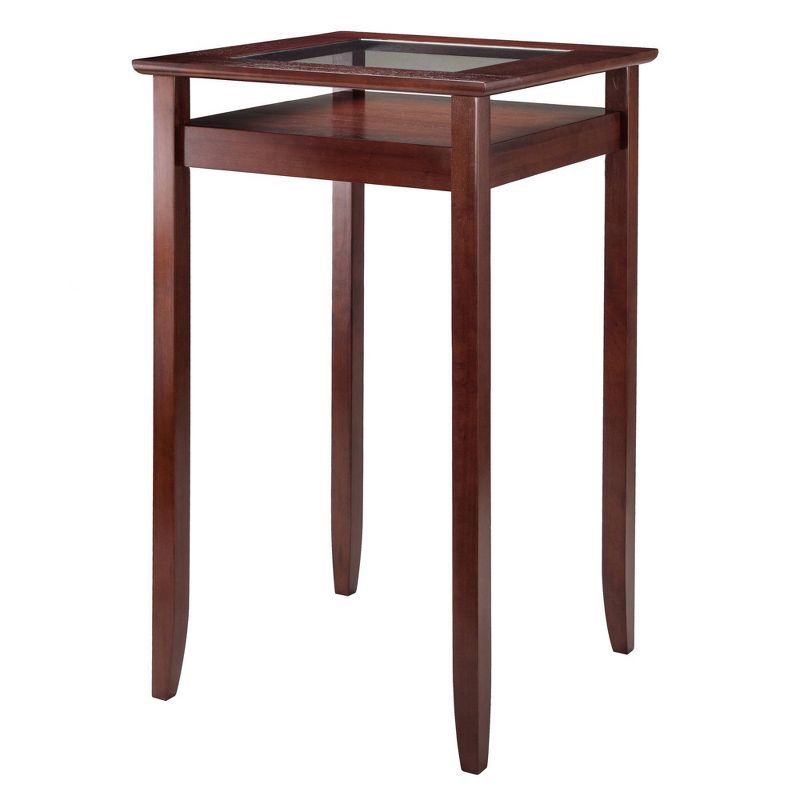 Halo Square Bar height Table with Glass Top Wood/Walnut - Winsome, 1 of 8