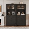Elegant Black Modern Wood Pantry Coffee Cabinet with Ample Storage, Spacious 72" Tall Kitchen Bar Cabinet Hutch Featuring 4 Stylish Glass Doors - 3 of 4
