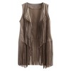 Coolmee Women Fashionable Thin Tassel Open-Front Slim Fit Sleeveless Vest Jacket - 2 of 4