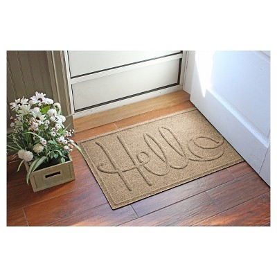Camel Rubber Outdoor Doormat with Hello Design