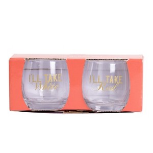 Totalee Gift I'll Take Red/White Mini Glasses Set of 2 Glass White 10 oz - 1 of 4