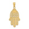 Black Bow Jewelry 14k Yellow Gold Diamond-Cut Filigree Hamsa Pendant, 16 x 36mm - 3 of 4