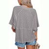 Imily Bela Women's Half Sleeve T-Shirts Solid Color Loose Flowy Tops T-shirt - 2 of 3