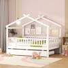 Full Size Wooden House Bed with Twin Size Trundle - 3 of 4
