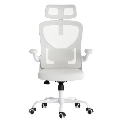 GlasFlength Task and Office Chairs Adjustable Office Chair Ergonomic Swivel Chair Computer Arm Chair for Long Sitting, White, 23.43"*23.43"*48.4"