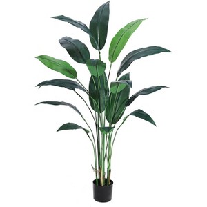 Acekool Artificial Bird of Paradise Plant , Adjustable Faux Leaves, Indoor Outdoor Faux Palm Tree - 1 of 4