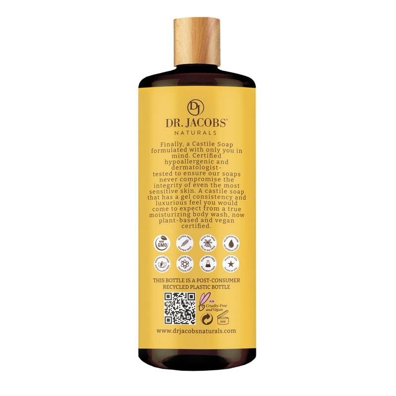 Dr Jacobs Naturals Rich Castile Almond Body Wash Hypoallergenic Vegan Sulfate-Free Paraben-Free Dermatologist Recommended 32oz - Almond, 3 of 9