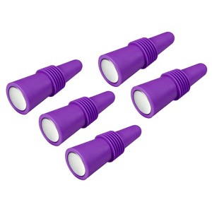 Unique Bargains Silicone Unbreakable Reusable Beverage Wine Caps 5 Pcs - 1 of 3