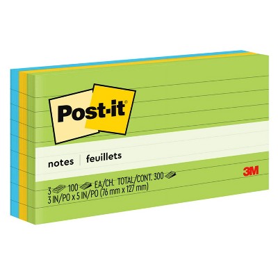 Post-it Notes 3pk 3" x 5" 100 Sheets/Pad Floral Fantasy Collection: Sticky Notes, Multicolor, Art & Design, Uncoated Paper