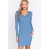 Slickblue Long Sleeve V-Neck Mini Rib Dress, Blue/Pale Pink, Soft Cotton-Polyester Blend, Size S-L - 2 of 4