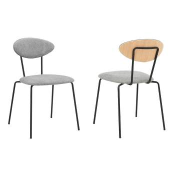 Set of 2 Neo Modern Fabric and Metal Dining Room Chairs Gray/Black - Armen Living