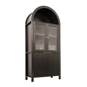 Dexmalle 71"Fluted Arched Pantry Cabinet with Adjustable Shelves and Display Glass Door - 1 of 4