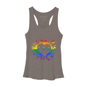 Adult Design By Humans Pride Heartbeat EKG Splatter By LegatoTendo Racerback Tank Top - 1 of 2