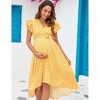 Women's Maternity Dress Wrap V Neck Ruffle Sleeveless Dress Casual Flowy Nursing Midi Dress with Belted for Babyshower Photoshop - 2 of 4