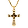 Steeltime 24" Men's two tone stainless steel St. Benedict cross pendant. Color Options: Silver, Gold - 2 of 4