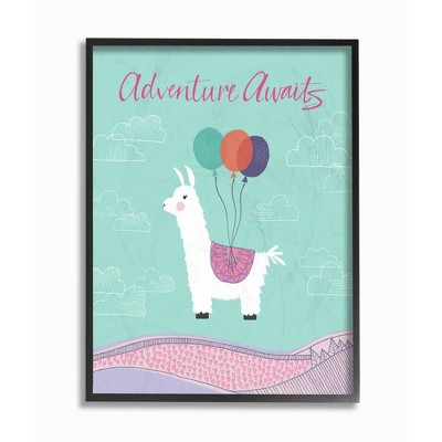 16"x1.5"x20" Adventure Awaits Llama with Balloons Oversized Framed Giclee Texturized Art - Stupell Industries