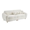 Homy Casa Modern Boucle Sectional Sofa with Round Pillows and Curved Arms for Living Room or Apartment, White - 2 of 4