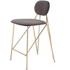 HomeRoots Set of Two 26" Gray and Gold Velvet and Steel Low Back Counter Height Bar Chairs - 4 of 4